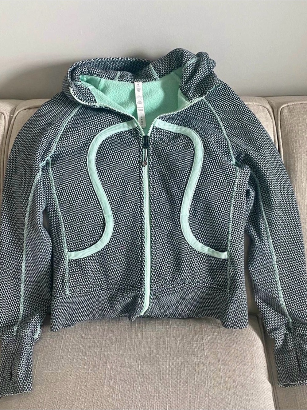 lululemon athletica Black Hoodie with Mint Trim